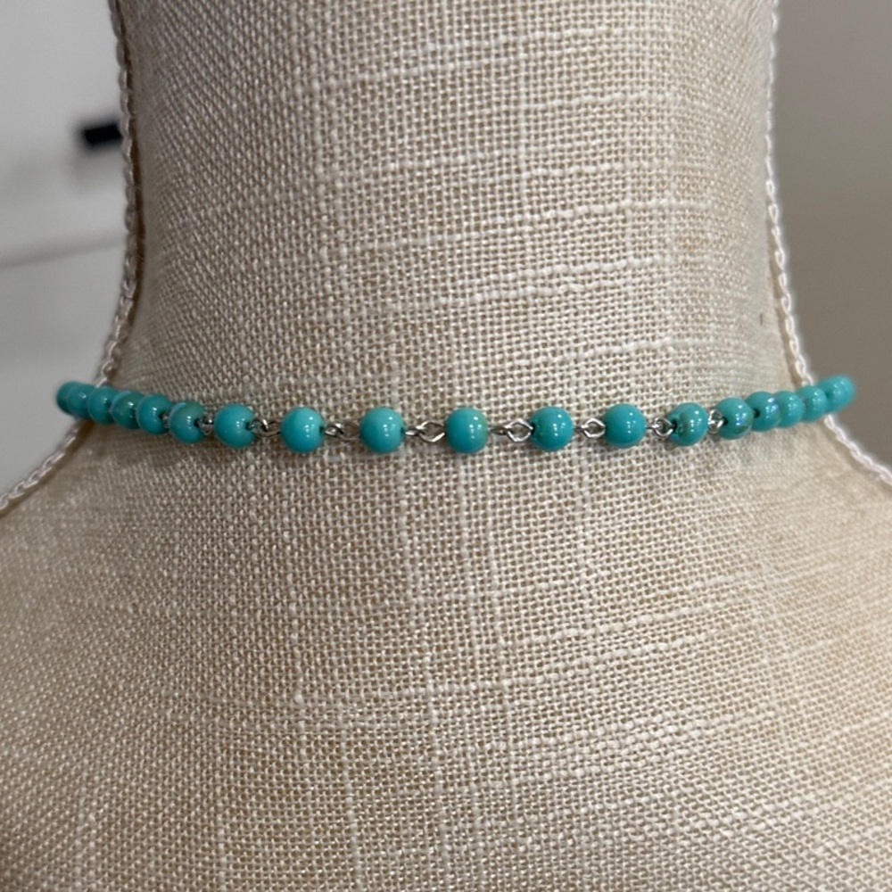 VSA CLOISTER SACRED HEART NECKLACE 4MM TURQUOISE BEADS - NWT - Picture 6 of 12